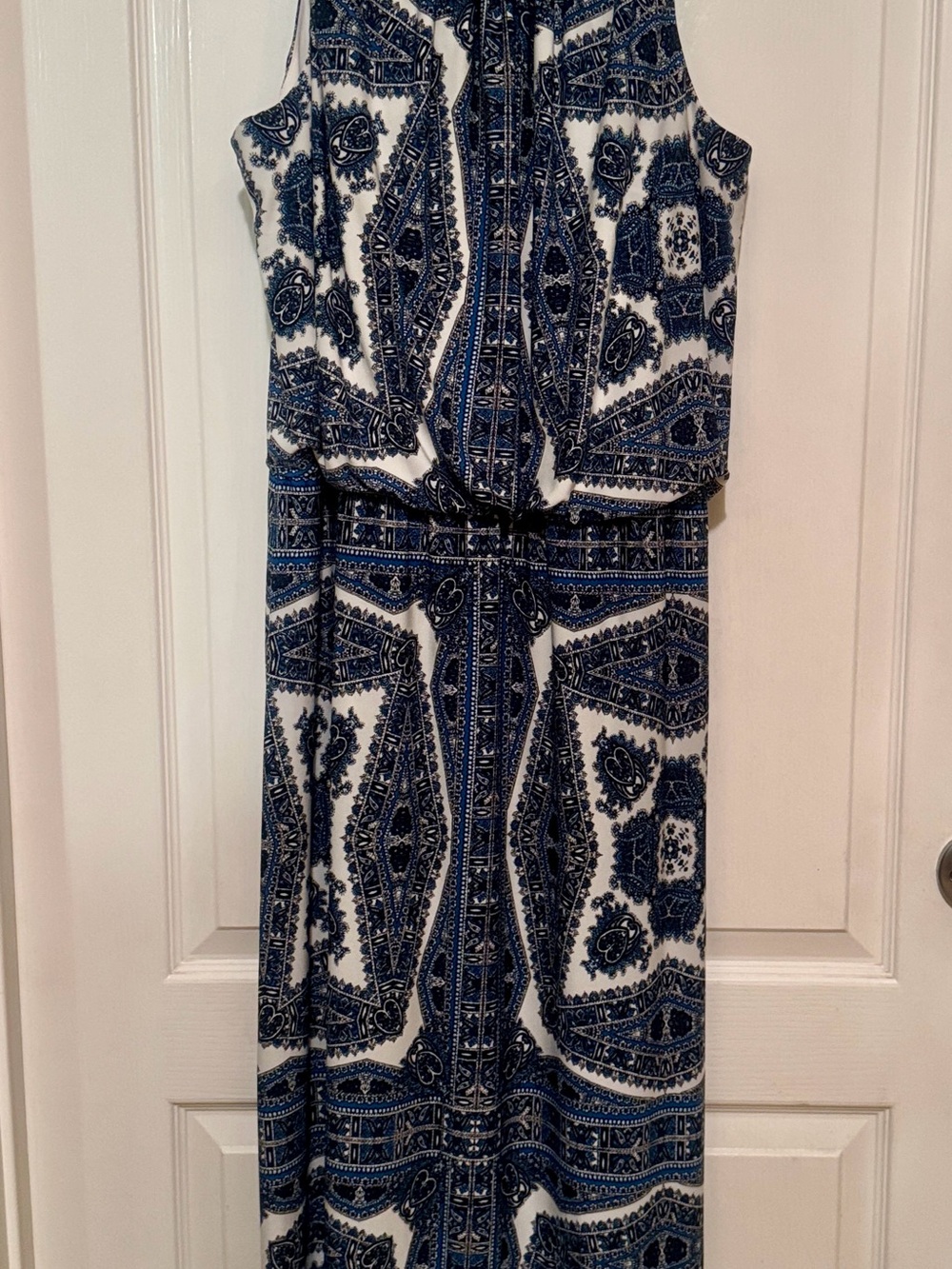 Dress Barn Blue and White Paisley Maxi Dress - Picture 1 of 3